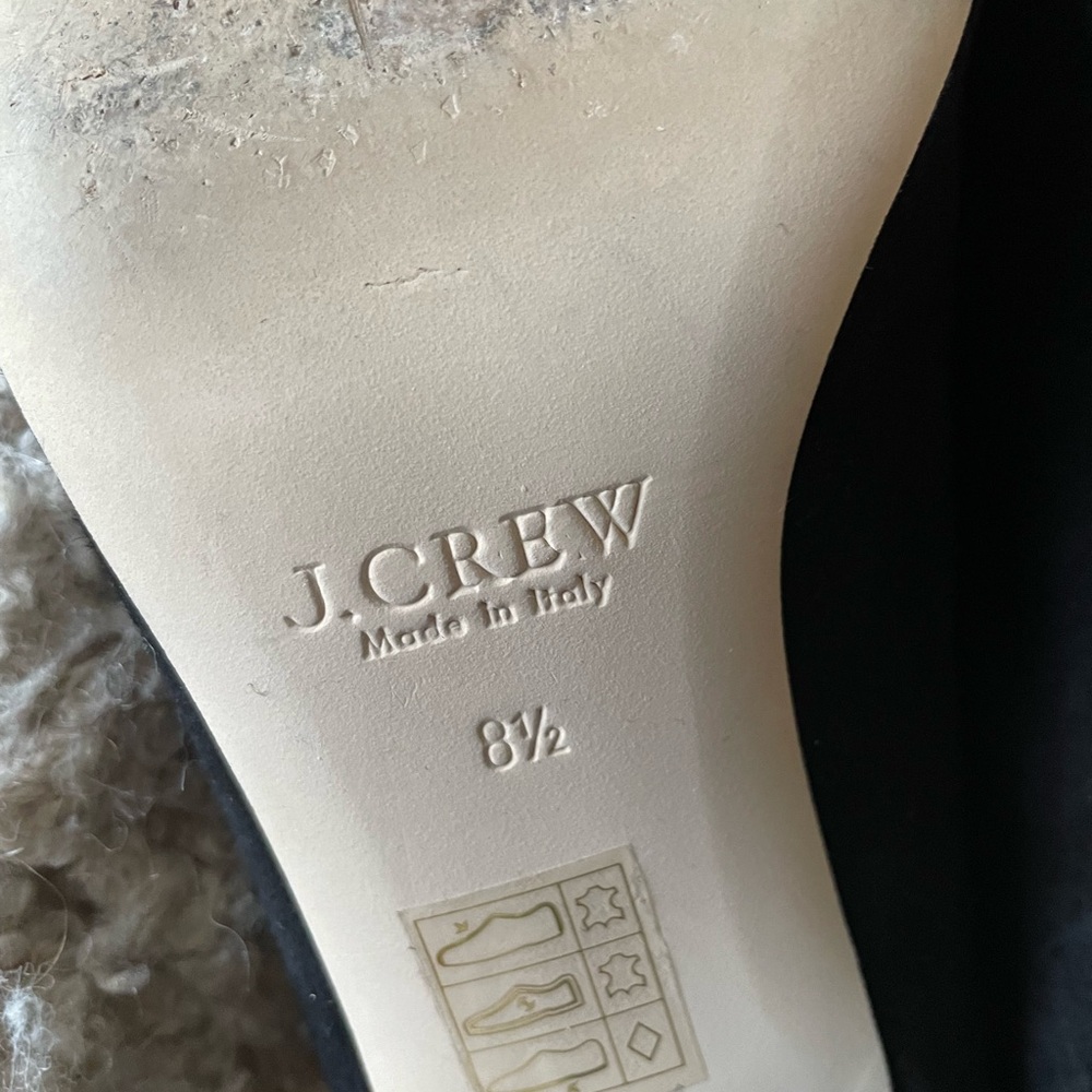 J. Crew Evie Ballet Heel Pump Shoes Black Suede Sz 8.5 Made In Italy - Picture 7 of 7
